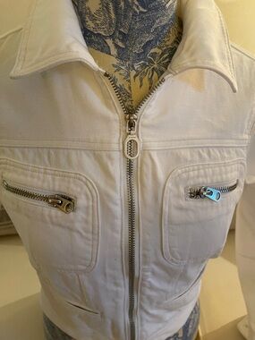 G-Star White Zip-Front Jean Jacket